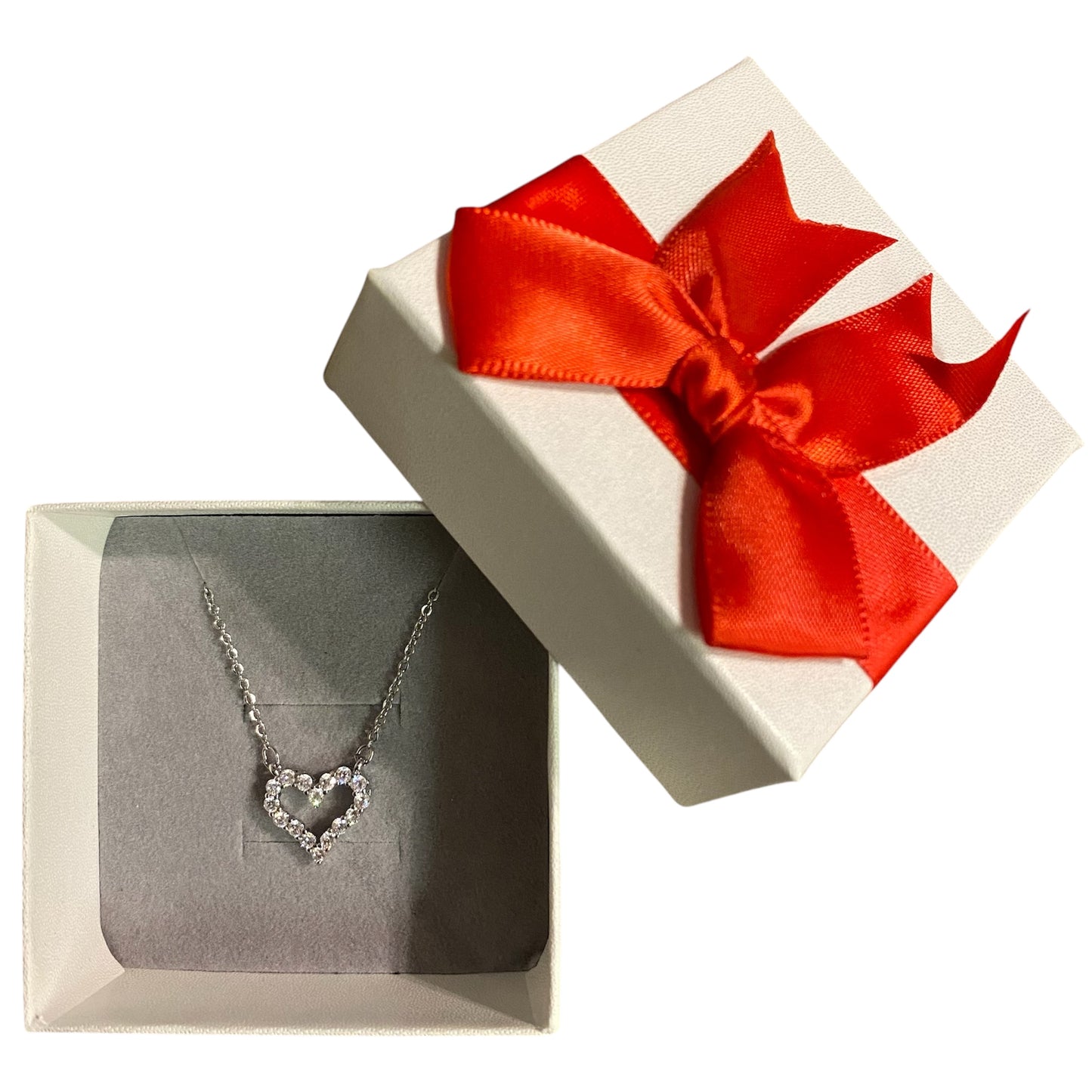 Cubic Zirconia Heart Shaped Adjustable Pendant Necklace | Rose Gold & Silver